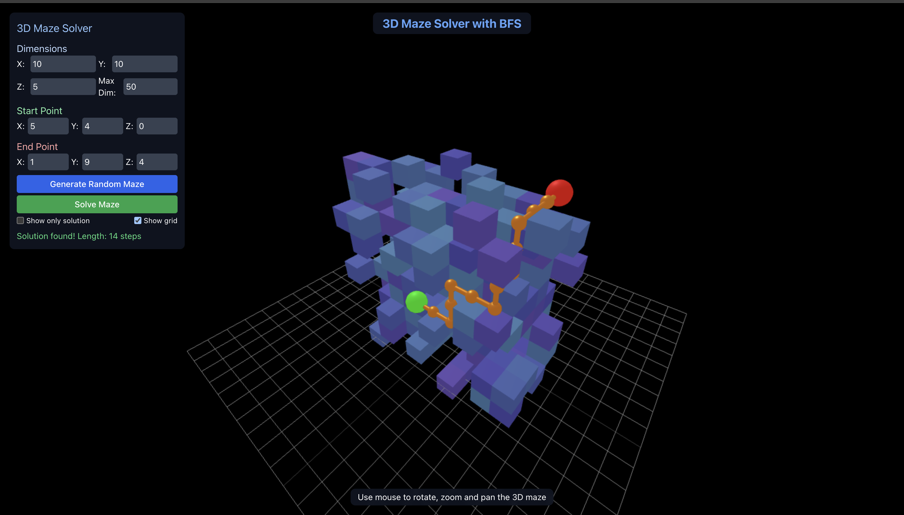 3D Maze Solver